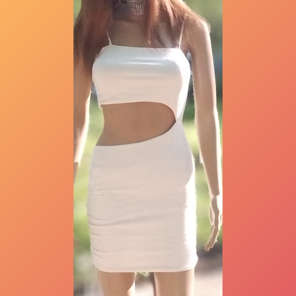 HerShe Elegant White Cut-Out Dress